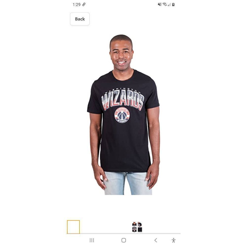 New XL Ultra Game NBA Washington Wizards Short Sleeve Crew Neck Arched Plexi Tee